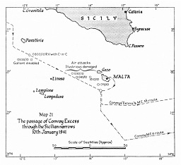 The passage of convoy EXCESS through the Sicilian Narrows, 10th January 1941