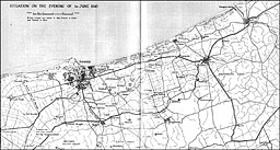 Situation on the evening of 1st June, 1940