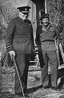 Mr. Churchill and General Montgomery outside the latter's caravan at Castel Benito