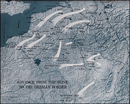Map: Advance from the Seine to the German border