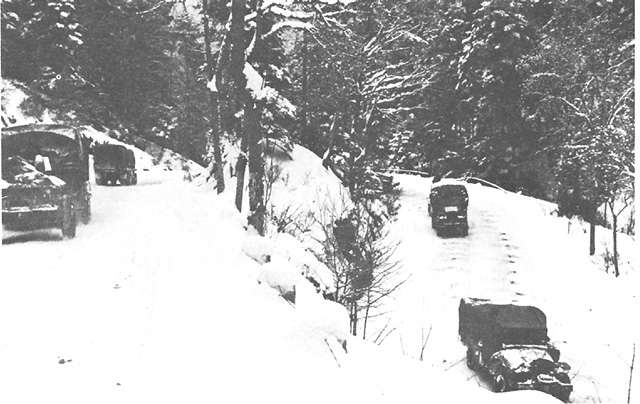 CONVOY OF TRUCKS CARRYING