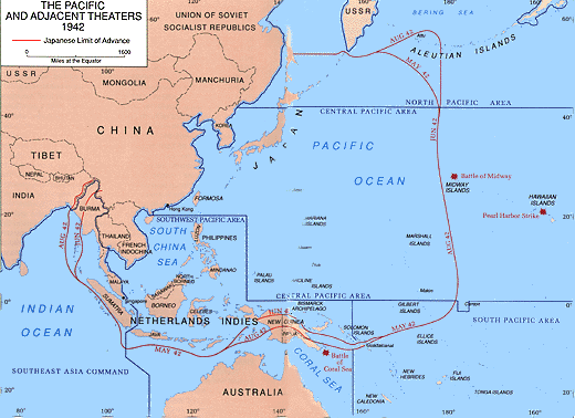 world war 2 map of asia. Map 2: The Pacific and