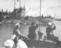 A COAST GUARD MANNED LCI(L) IS HOME FROM THREE INVASIONS IN THE EUROPEAN WAR THEATER