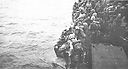Marines boarding landing craft off Peleliu.