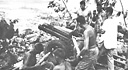 75mm gun in firing position on Peleliu