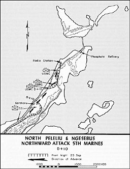 Map 10: North Peleliu and Ngesebus, Northward Attack 5th Marines, D+10