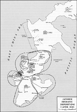 Map 3: Japanese Defensive Dispositions, 1 April 1945