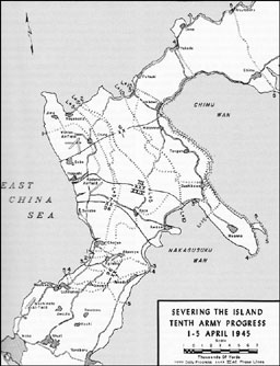 Map 7: Severing the Island: Tenth Army Progress, 1-5 April 1945