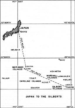 Map: Japan to the Gilberts