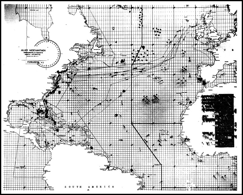 Photo: Merchant Ship Wall Chart, North Atlantic, 25Feb43