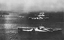 Carriers in Ulithi Atoll, Western Carolines. USS Wasp in foreground.