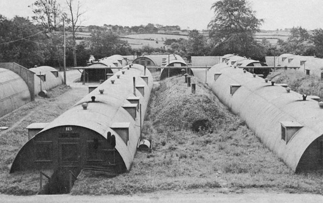 Here, quonset huts were sunk into the earth