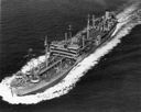 Chiwawa (AO-68), taken 20 June 1943. The first of the Bethlehem-built T3-S-Als, she carried an extensive AA suite of four 3-inch 50s, two twin 40 mms, twelve 20 mms, and a single 5-inch 38 gun at the stern. (National Archives)