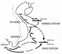 Map 2. Replenishment cycles, 1965 to early 1966 (after an original in the Naval Historical Center)