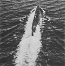 Submarine running on the surface