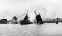 Image: USN NR&L (MOD) 39746 USS Shaw burning in Floating Drydock Number Two.