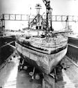 Image: USN NR&L (MOD) 39748 California just as the drydock emptied, 9 April 1942.