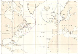 Loran Chart--Atlantic: Reliable Loran Ground Wave Coverage