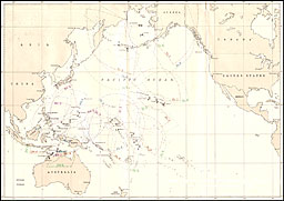 Loran Chart--Pacific: Reliable Loran Sky Wave Coverage