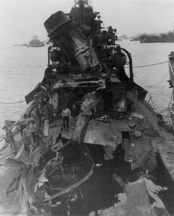 Kamikaze hit on the Newcomb (DD 586)