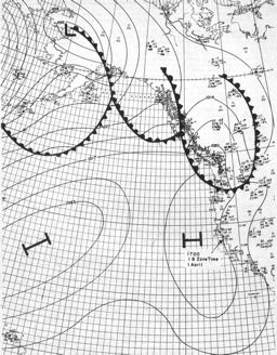 Weather Map; 0100 GCT, 2 April 1942