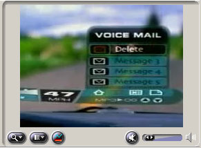 Screen shot of car window in video. Also showing the voice mail player.