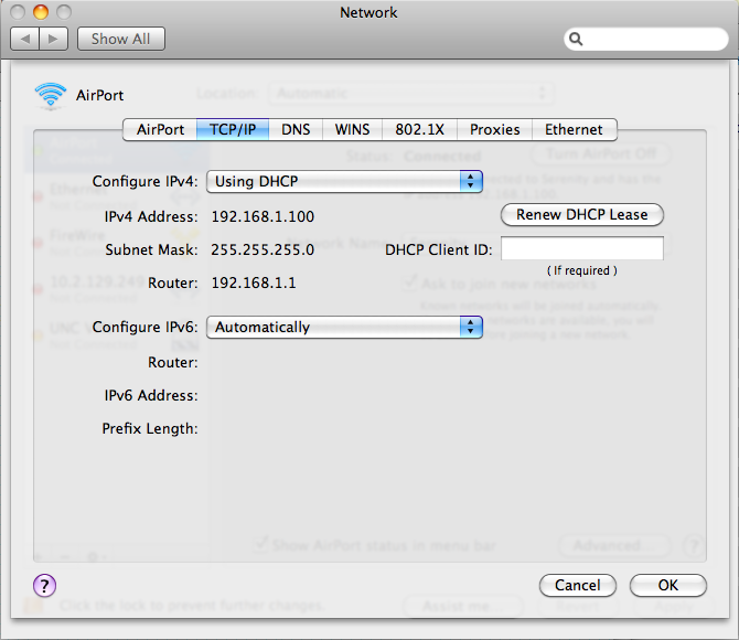 Network Settings showing IP set to 192.168.1.100 and subnet mask set to 255.255.255.0