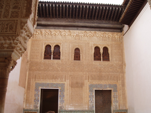 Looking to the trellised windows