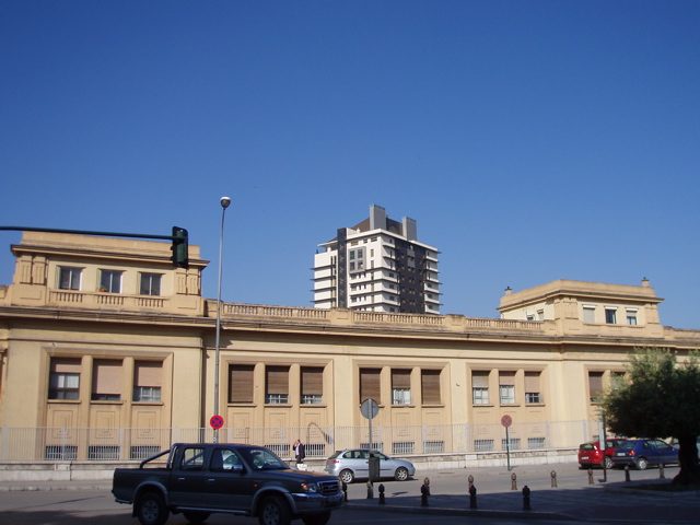 Modern building above the church