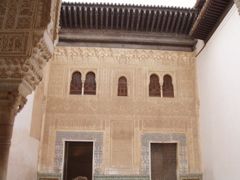 Looking to the trellised windows