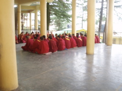 Chanting monks in the Temple