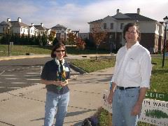 Sally at the polls with a voter from the county
