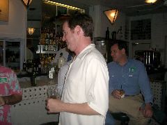 Bill Strom relaxes in the background