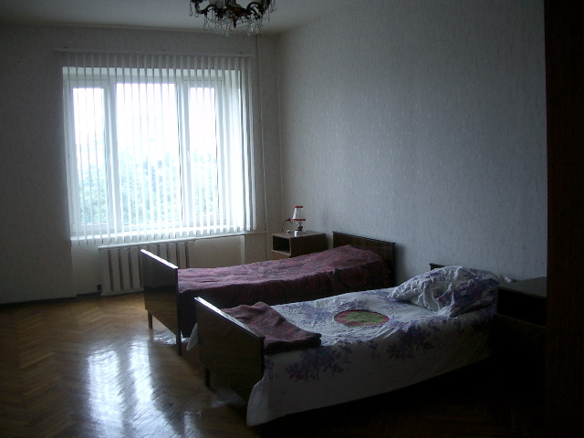 Larger bedroom (note blanket-stuffed sheet)