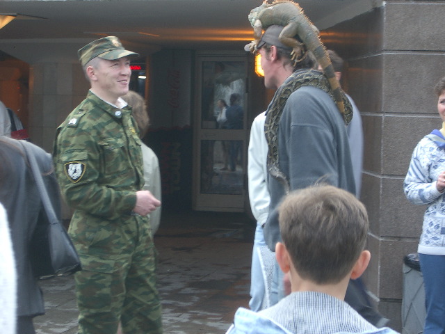 Iguana head and boa shoulders meets a soldier
