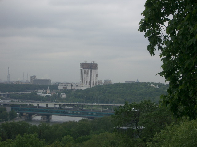 View of Moscow with solar powered building (mostly)