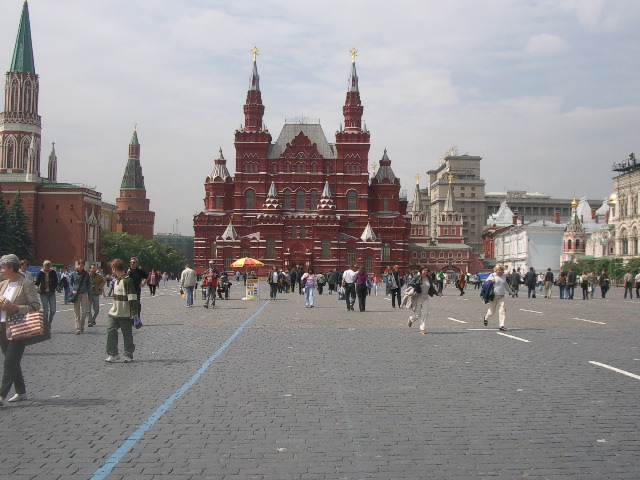 Red Square with History Museum and Tourists