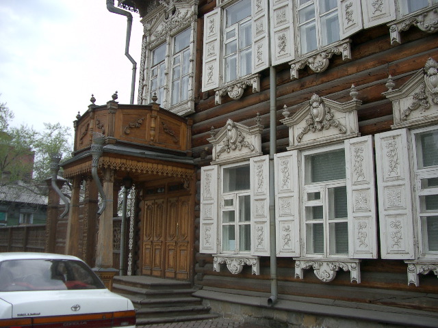 carved wood house