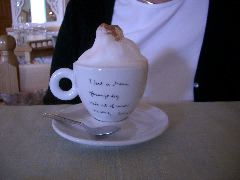 Mary Lamb's very tall foam at an Uzek restaurant