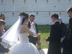 Bride and Groom outside the Monastery