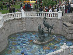 Fox and Stork with view of tiles