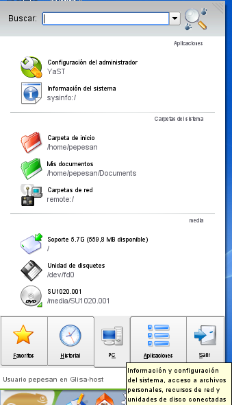 Configuración de sistema, Dispositivos de almacenamiento de datos y Recursos de red.