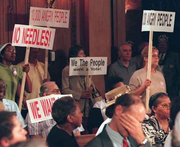 Protesting over needle exchange