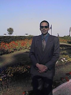 Mark in the Gardens of the Shrine of the Bab in Haifa, Israel