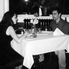 Sarah Johnson (Katie) and Aaron Cantrell (Duke) rehearse for the restaurant scene at Caf 101