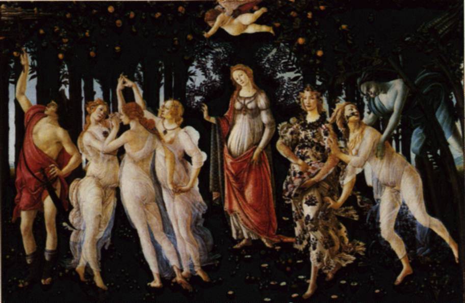 La Primavera 1477-78; "Allegory of Spring"; 315 x 205 cm; painted for the 