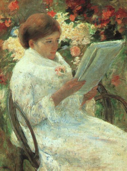 paintings of women reading. Woman Reading in a Garden