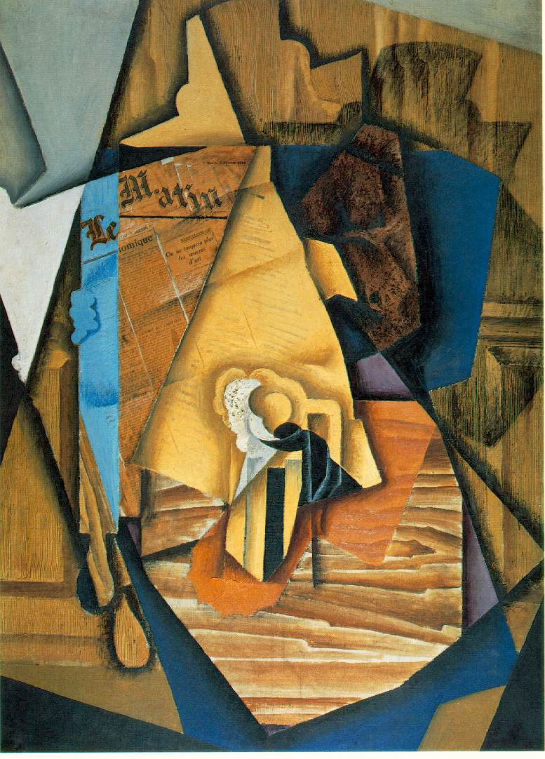 The Man at the Café  1914; Oil and papier colle pasted on canvas, 99 x 72 cm; Acquavella Galleries, Inc., New York (DC 76)