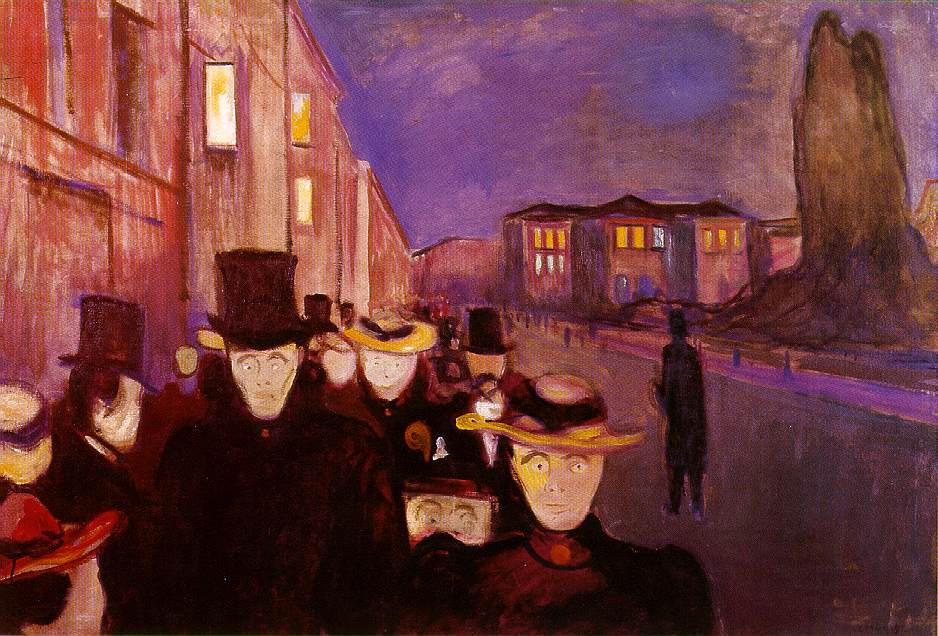 La calle de Karl Johan (1892)
Representa la ansiedad social y el
sentimiento de paranoia.