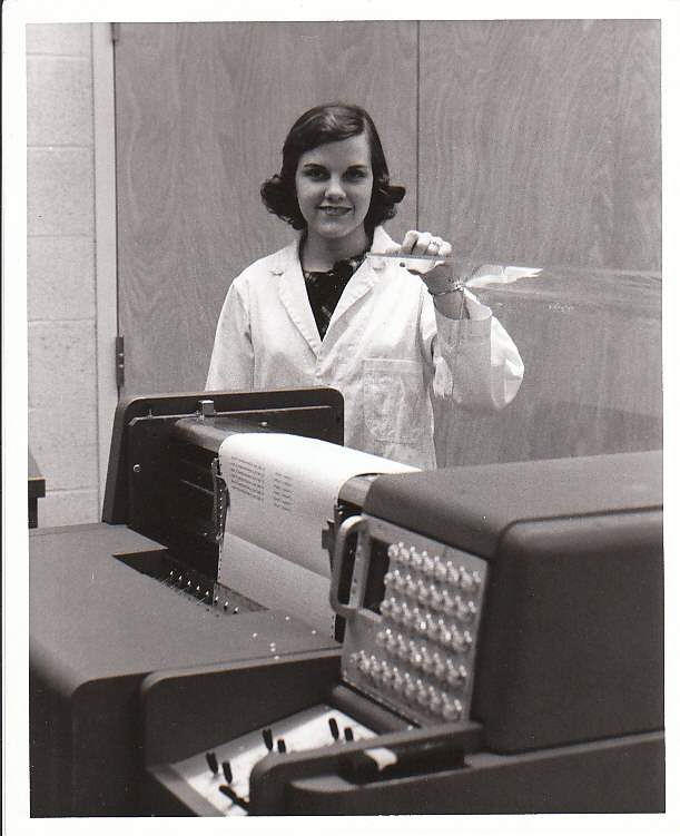 Gloria Burnam with printer
